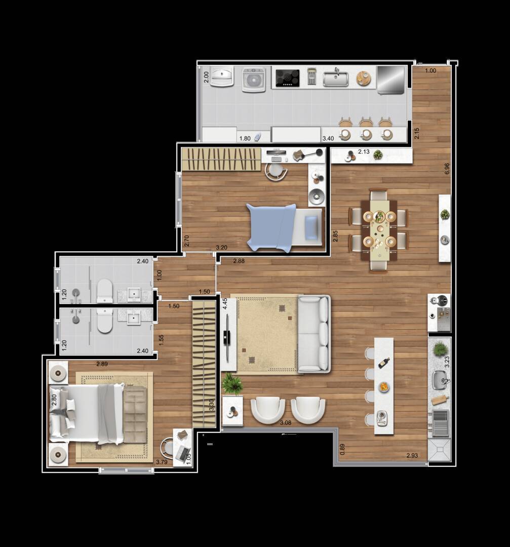 Apartamento à venda com 2 quartos, 92m² - Foto 2